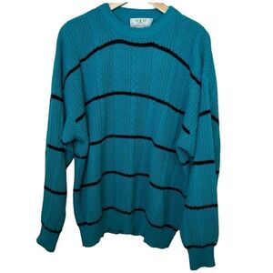 Vintage AMERICAN WEEKEND Teal Blue Dad Grandpa Sweater Men’s Size M Oversized